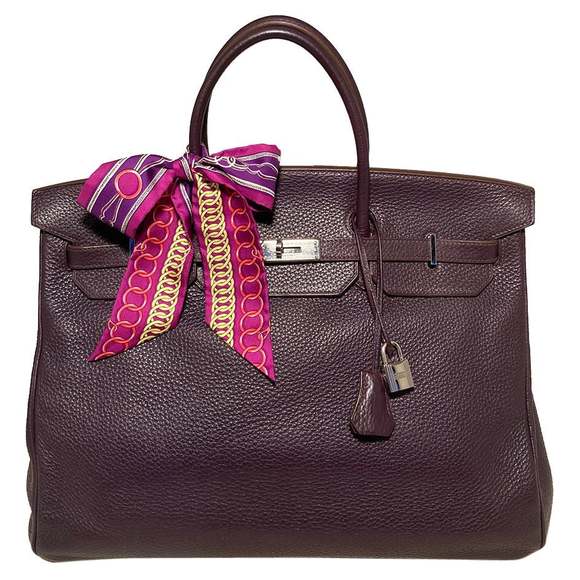 Hermes Handbags - HERMES Raisin Purple Clemence Birkin 40 PDH